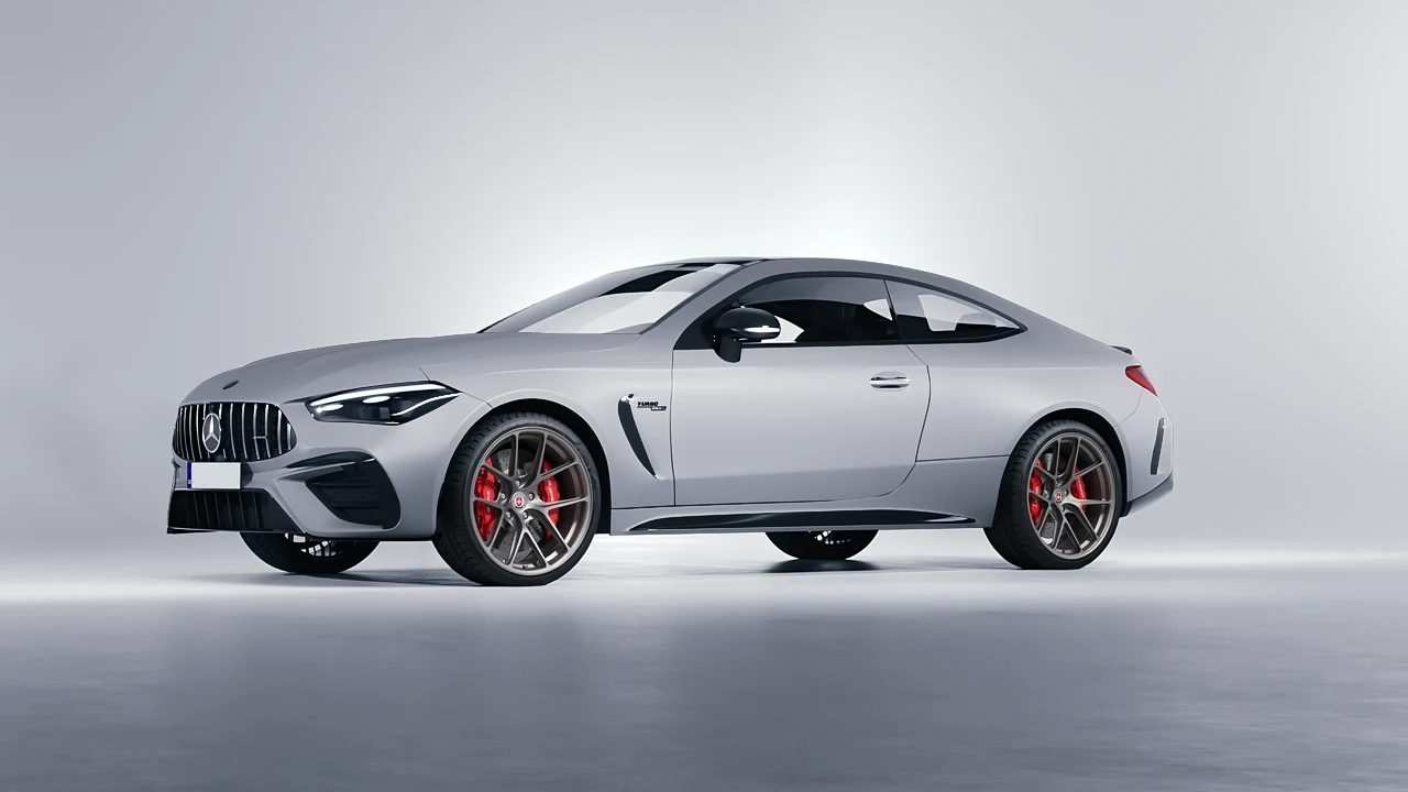 Mercedes-Benz CLE 53 AMG Coupe 2024 on HRE Performance Wheels R101-Lightweight forged wheels, front three-quarter view