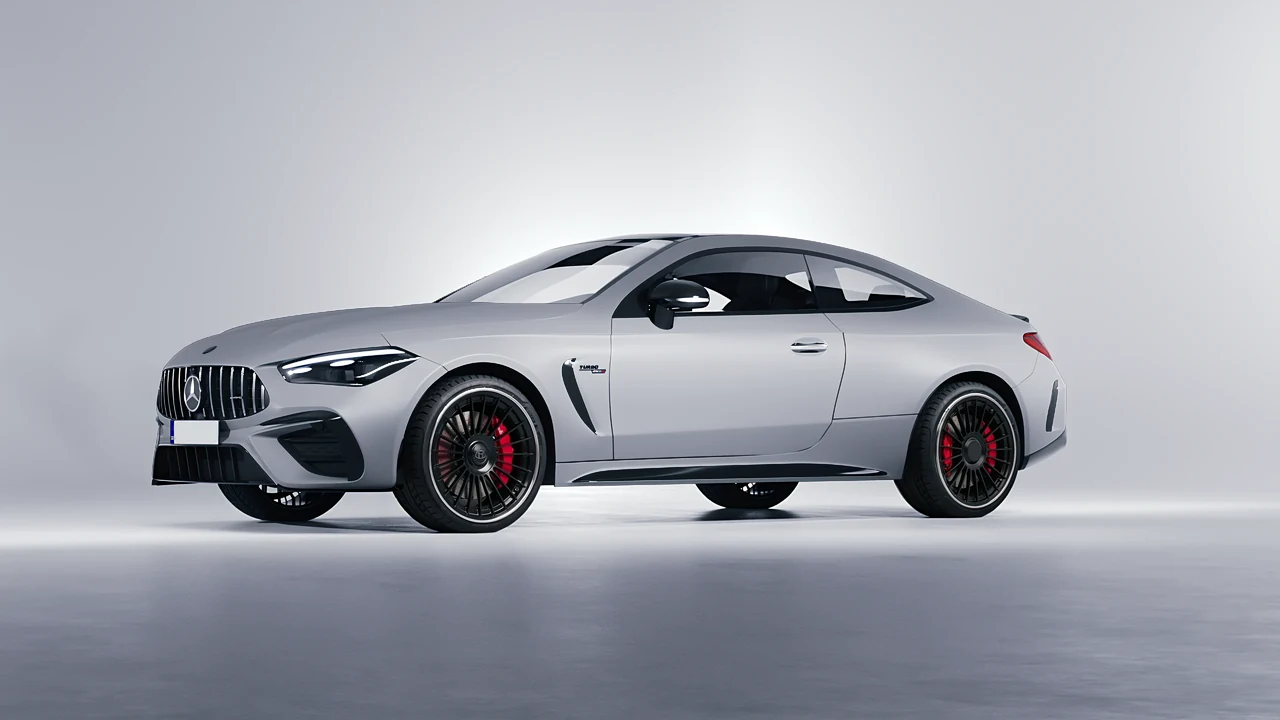 Mercedes-Benz CLE 53 AMG Coupe 2024 on RDB LA Twenty Two forged wheels, front three-quarter view