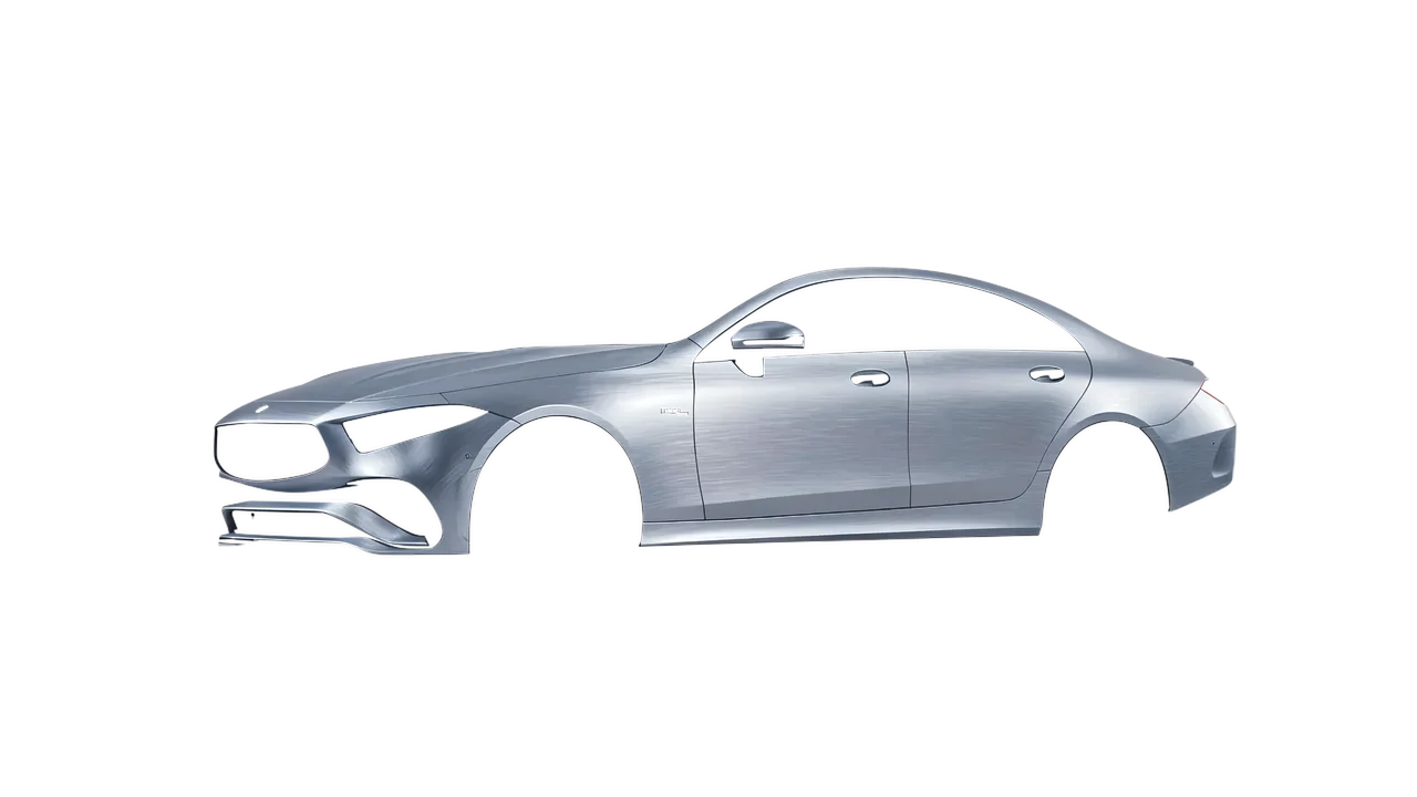 Mercedes-Benz CLS Class AMG 2022 wrapped in Brushed Aluminum (Avery Dennison SW900-812-X), front three-quarter view