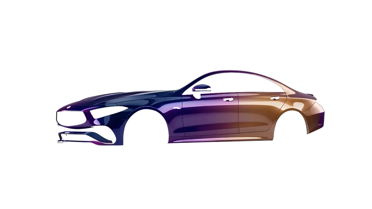Mercedes-Benz CLS Class AMG 2022 wrapped in Gloss Flip Deep Space (3M GP278), front three-quarter view