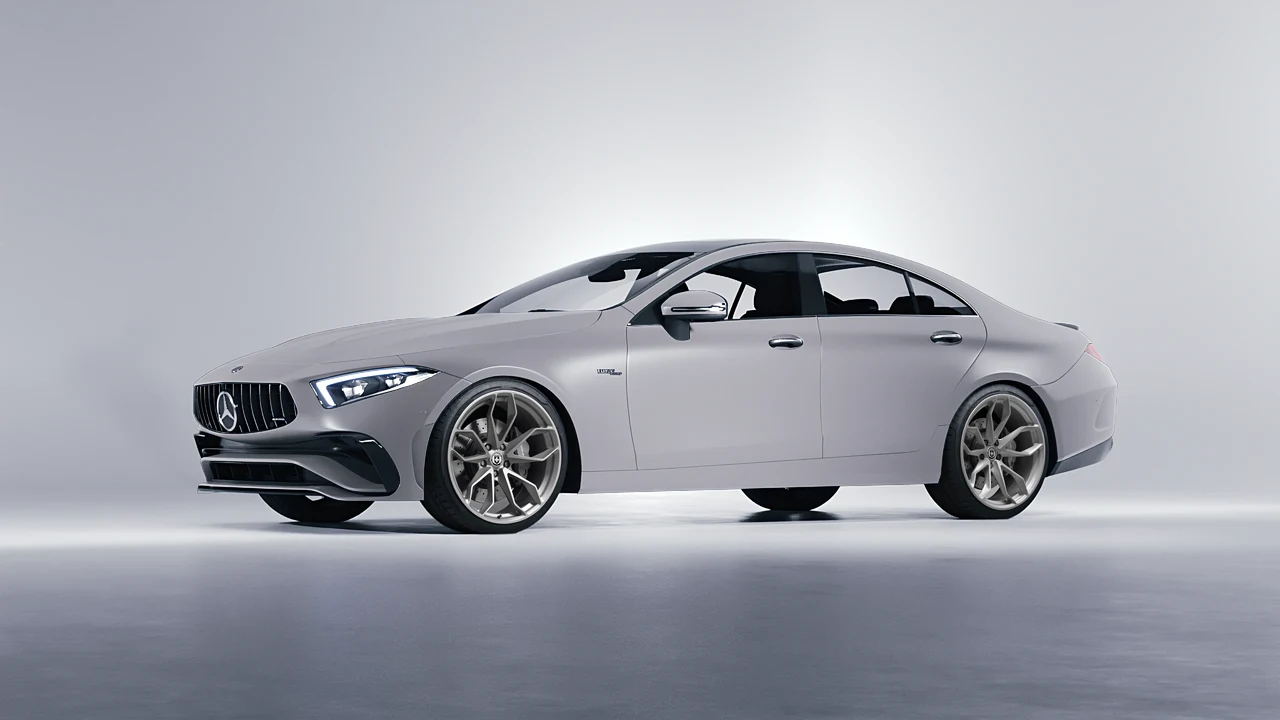 Mercedes-Benz CLS Class AMG 2022 on HRE Performance Wheels P201 forged wheels, front three-quarter view