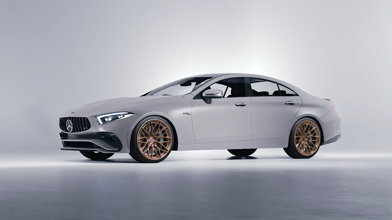 Mercedes-Benz CLS Class AMG 2022 on HRE Performance Wheels S200H forged wheels, front three-quarter view