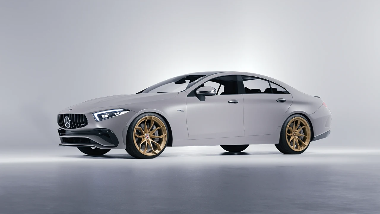 Mercedes-Benz CLS Class AMG 2022 on HRE Performance Wheels S201H forged wheels, front three-quarter view