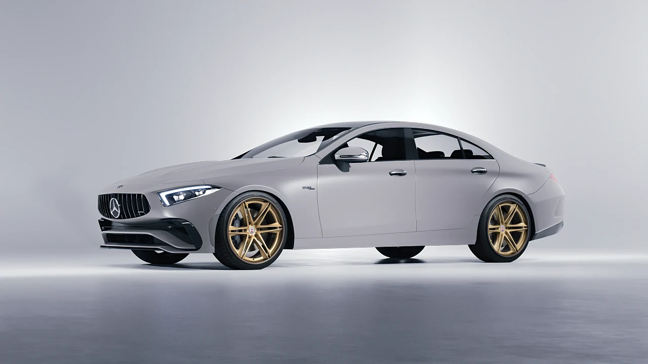 Mercedes-Benz CLS Class AMG 2022 on HRE Performance Wheels S267H forged wheels, front three-quarter view