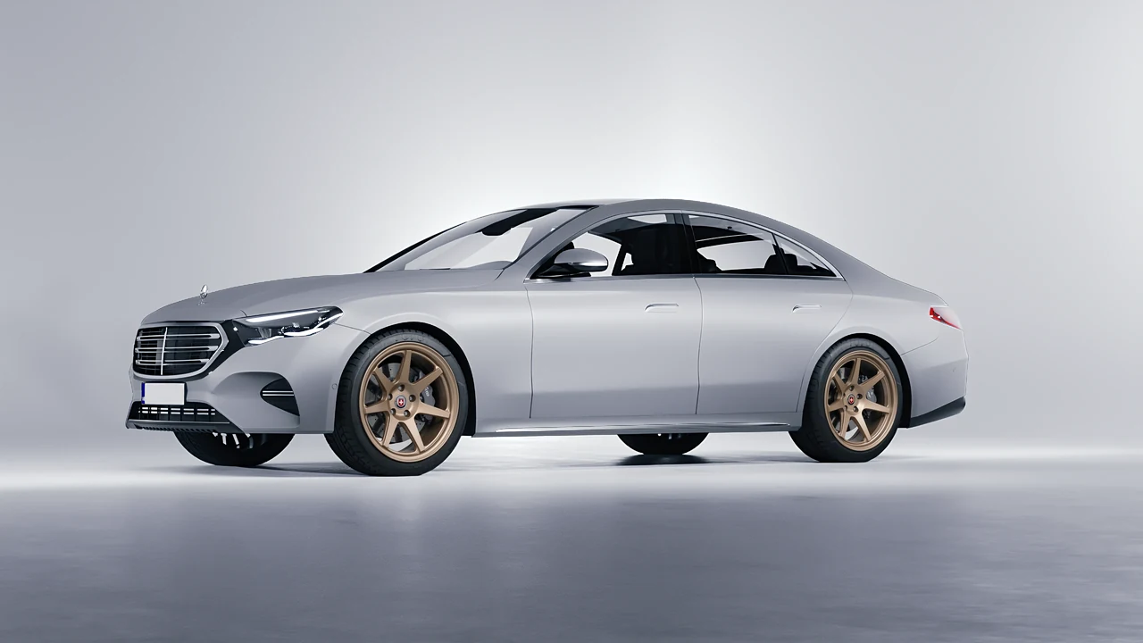 Mercedes-Benz E-Class 2023 on HRE Performance Wheels 307-GTS forged wheels, front three-quarter view