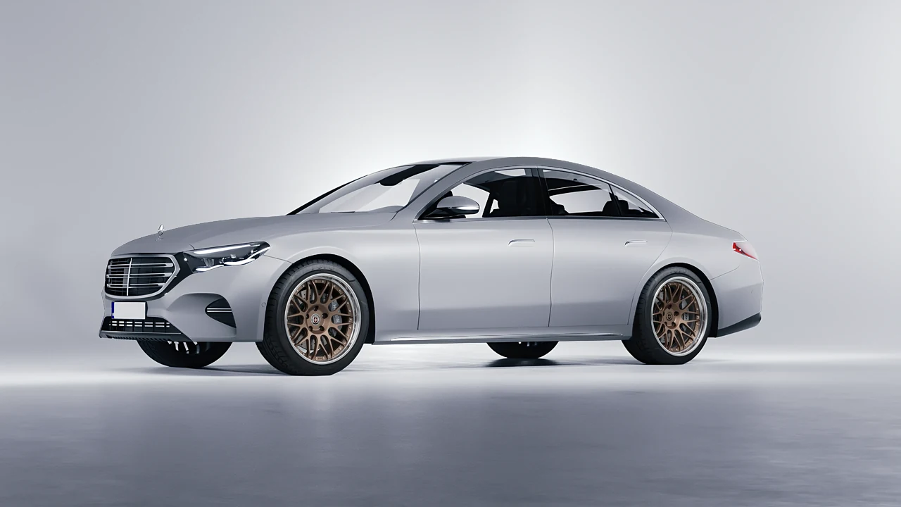 Mercedes-Benz E-Class 2023 on HRE Performance Wheels C100 forged wheels, front three-quarter view