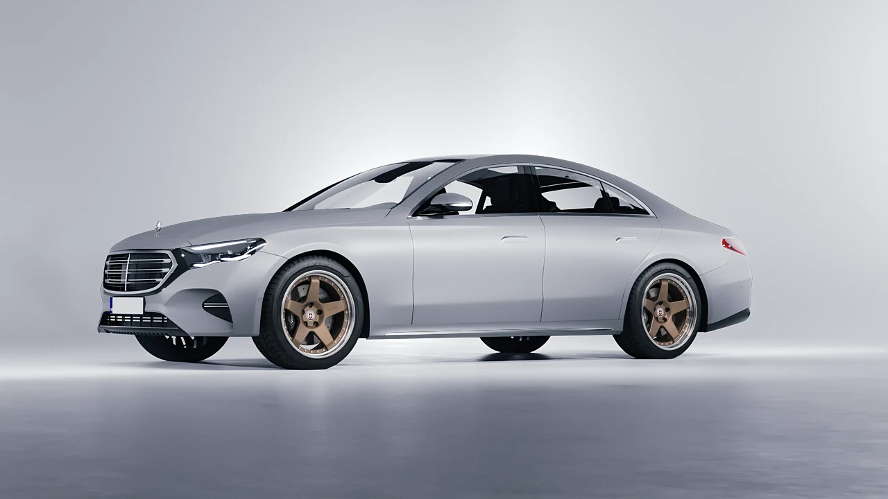 Mercedes-Benz E-Class 2023 on HRE Performance Wheels C105 forged wheels, front three-quarter view