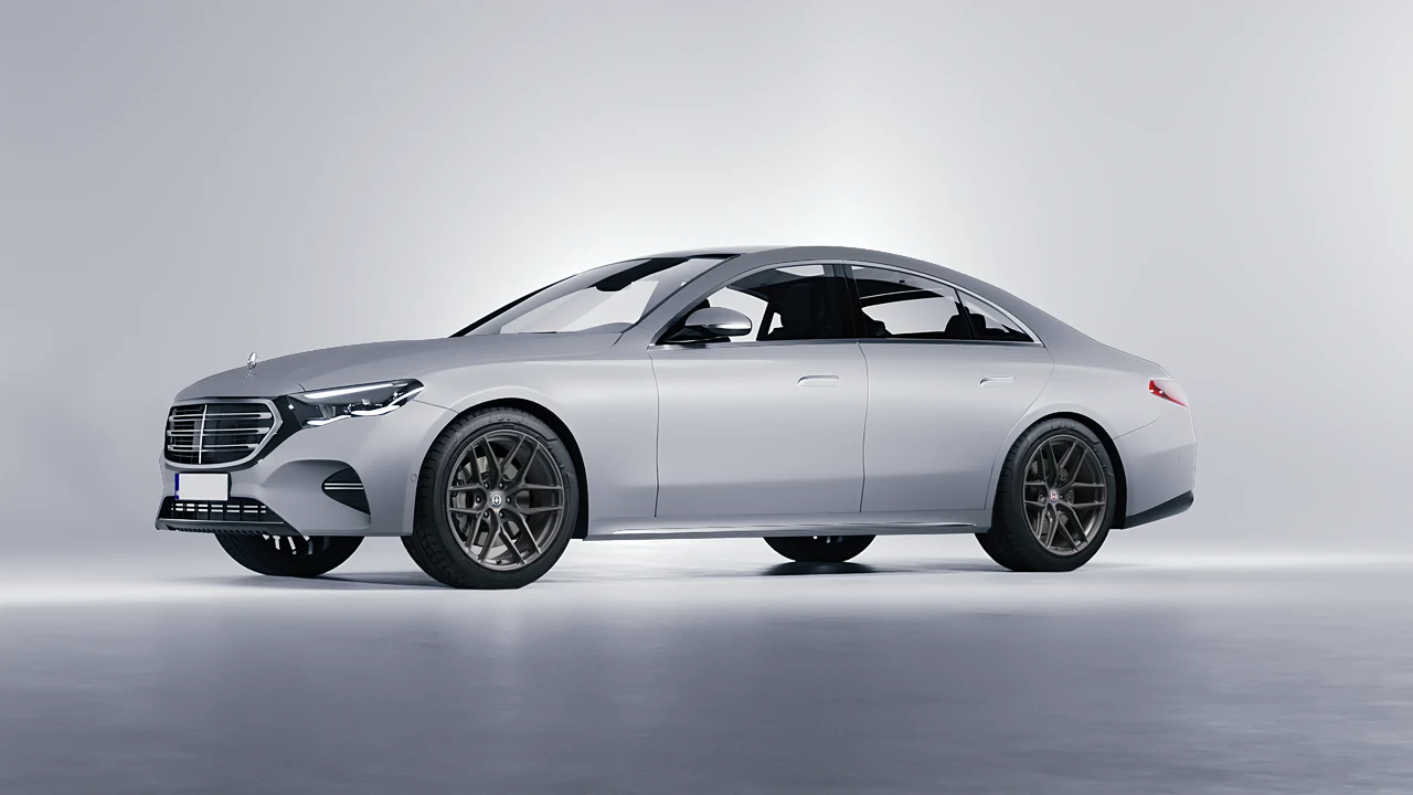 Mercedes-Benz E-Class 2023 on HRE Performance Wheels P161SC forged wheels, front three-quarter view