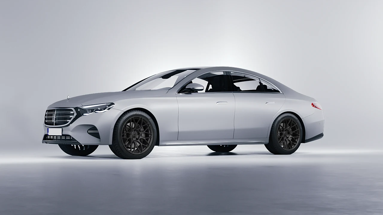 Mercedes-Benz E-Class 2023 on HRE Performance Wheels RC100 forged wheels, front three-quarter view