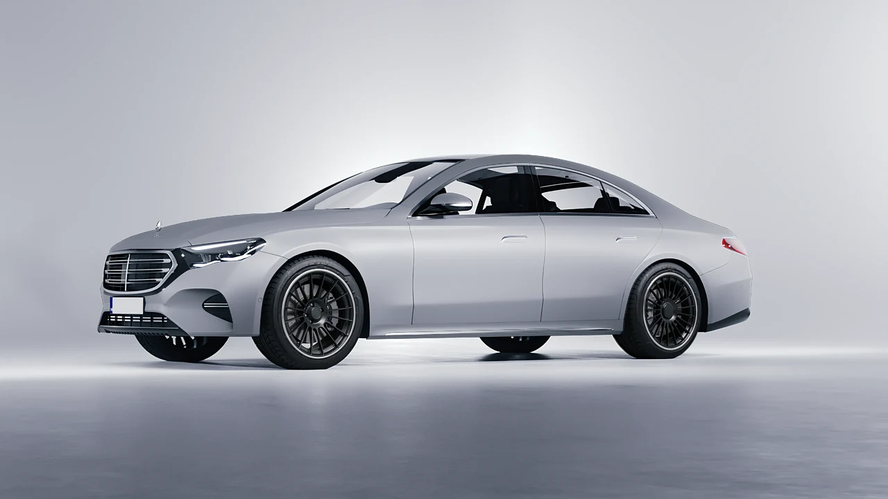 Mercedes-Benz E-Class 2023 on RDB LA Twenty Two forged wheels, front three-quarter view