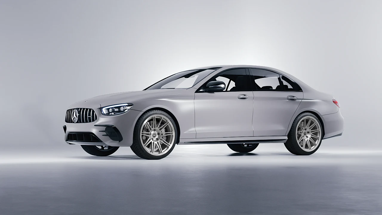 Mercedes-Benz E Class AMG 2023 on HRE Performance Wheels 301M forged wheels, front three-quarter view