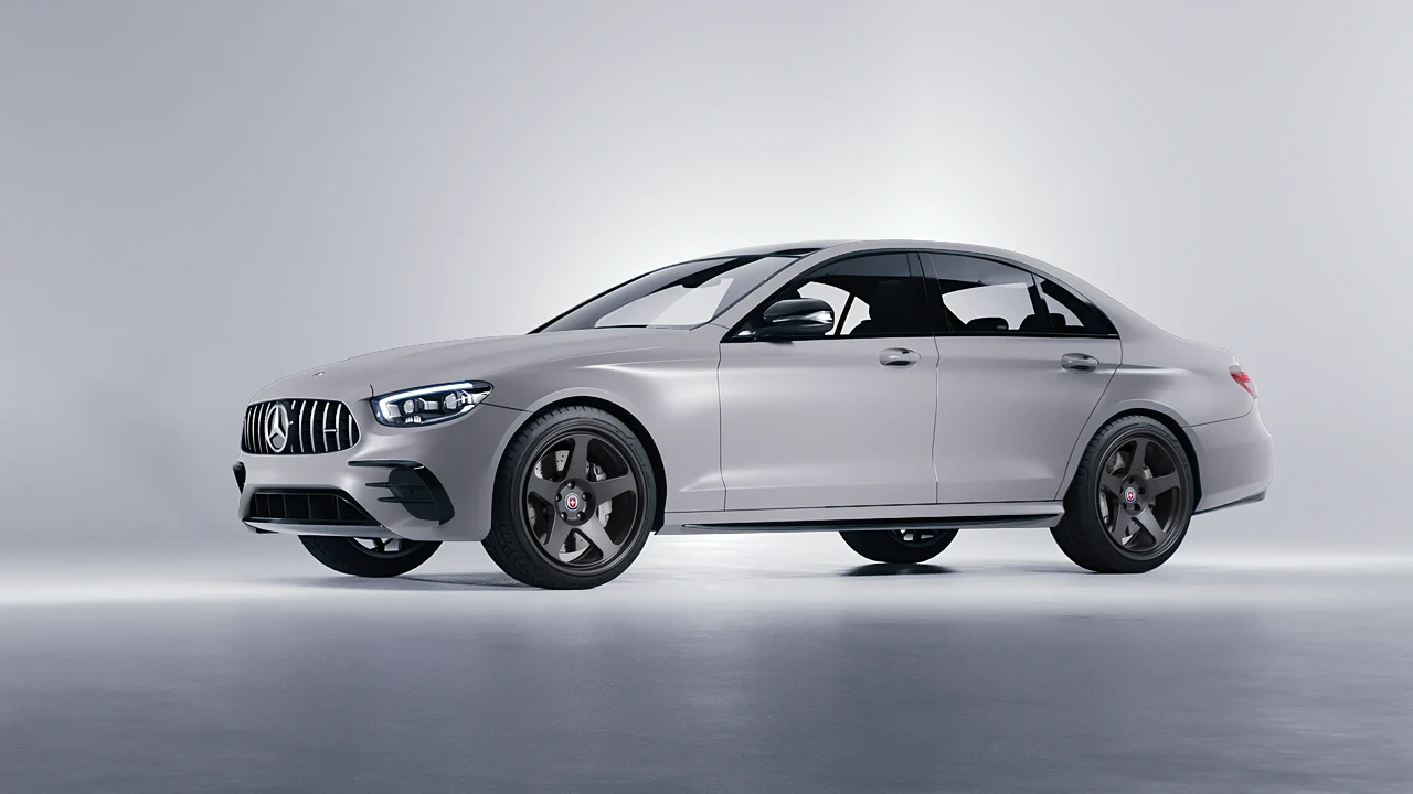 Mercedes-Benz E Class AMG 2023 on HRE Performance Wheels 305-GT forged wheels, front three-quarter view