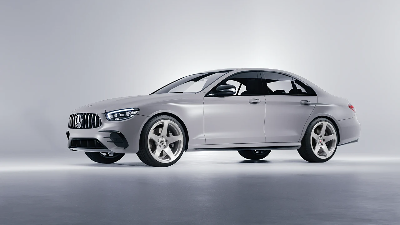 Mercedes-Benz E Class AMG 2023 on HRE Performance Wheels 305M forged wheels, front three-quarter view
