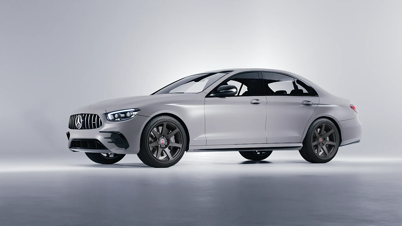Mercedes-Benz E Class AMG 2023 on HRE Performance Wheels 307-GT forged wheels, front three-quarter view