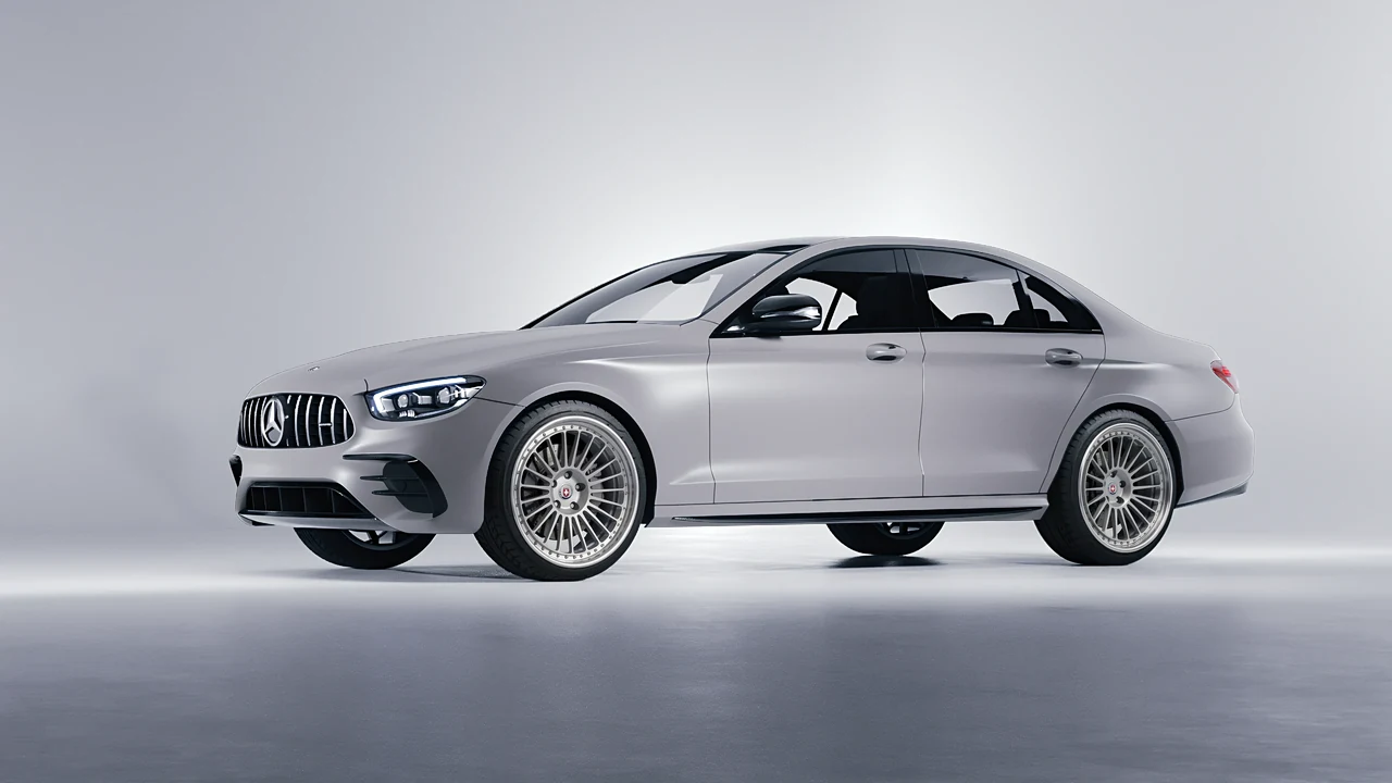 Mercedes-Benz E Class AMG 2023 on HRE Performance Wheels 309 forged wheels, front three-quarter view