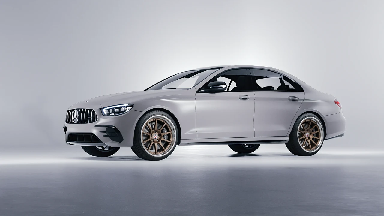 Mercedes-Benz E Class AMG 2023 on HRE Performance Wheels C103 forged wheels, front three-quarter view