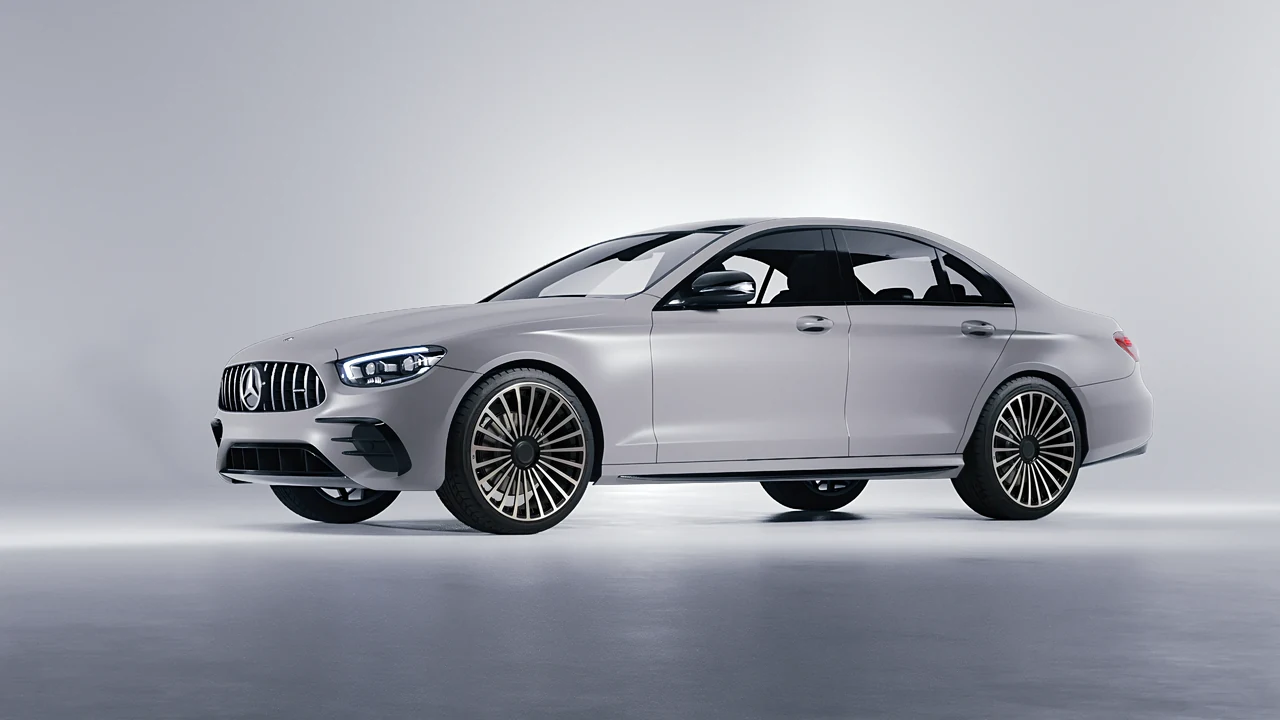 Mercedes-Benz E Class AMG 2023 on RDB LA Twenty Three forged wheels, front three-quarter view