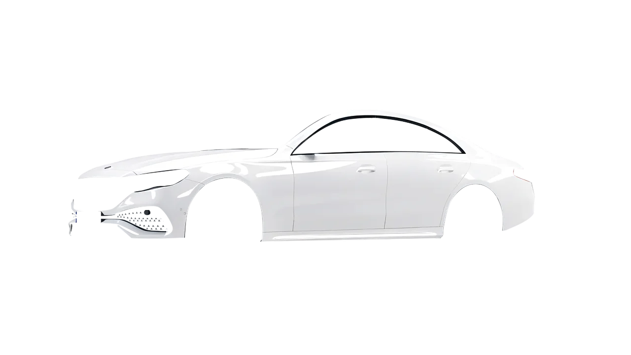 Mercedes-Benz E-Class AMG Line 2023 wrapped in Gloss White (3M G10), front three-quarter view