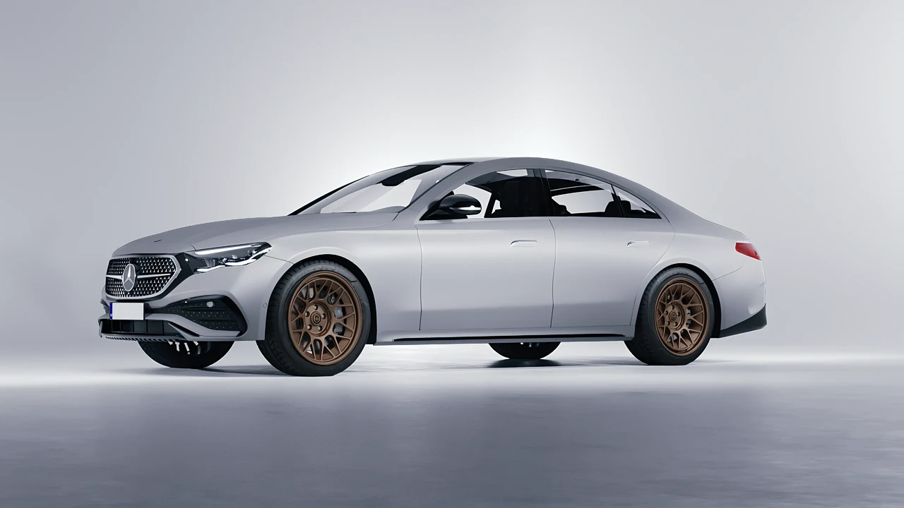 Mercedes-Benz E-Class AMG Line 2023 on HRE Performance Wheels 500-GTM forged wheels, front three-quarter view