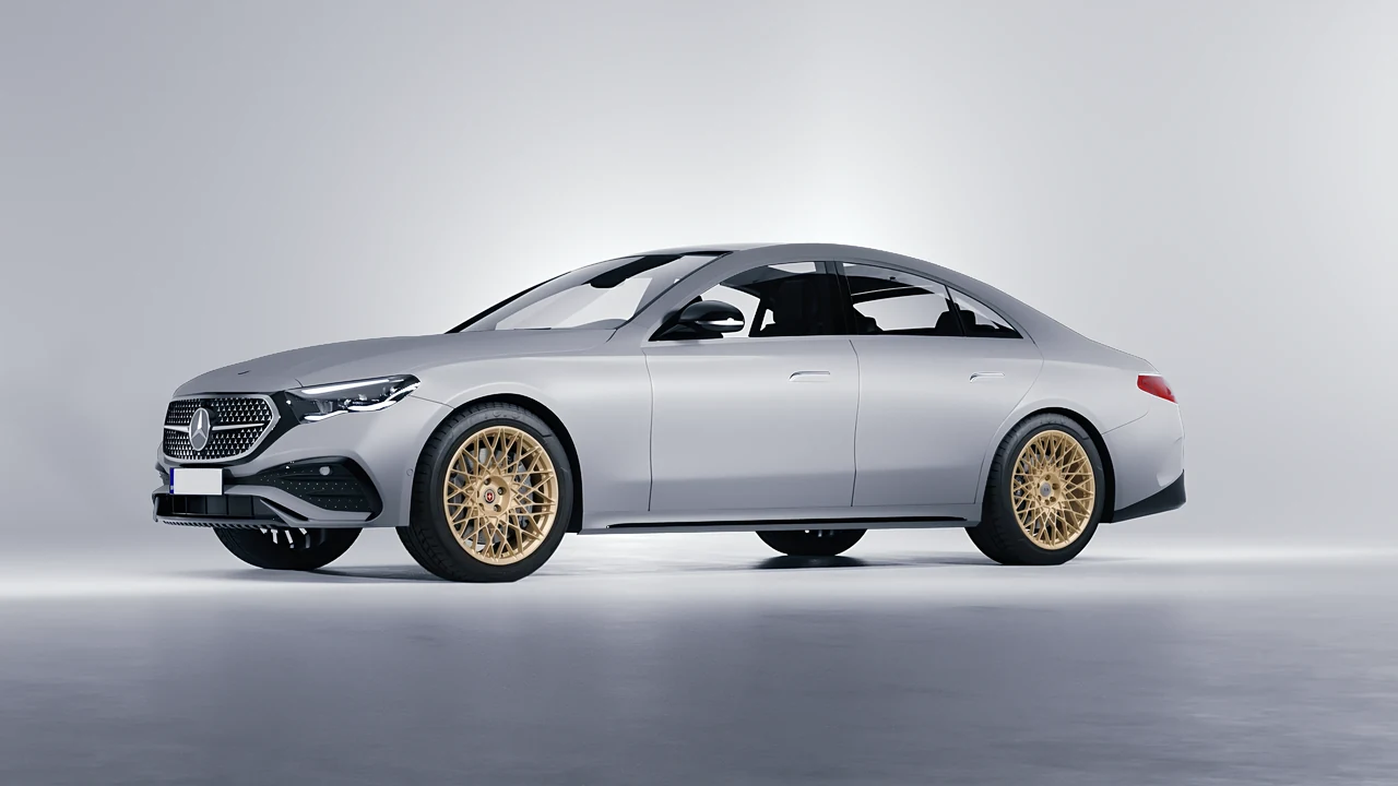 Mercedes-Benz E-Class AMG Line 2023 on HRE Performance Wheels 501M forged wheels, front three-quarter view