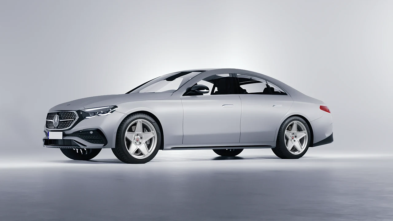 Mercedes-Benz E-Class AMG Line 2023 on HRE Performance Wheels 505M forged wheels, front three-quarter view