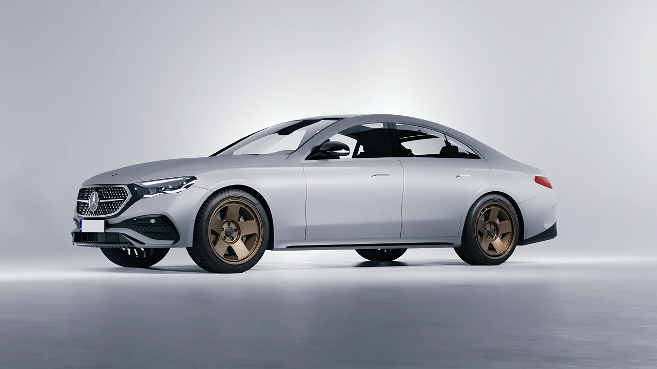 Mercedes-Benz E-Class AMG Line 2023 on HRE Performance Wheels 555-GTM forged wheels, front three-quarter view