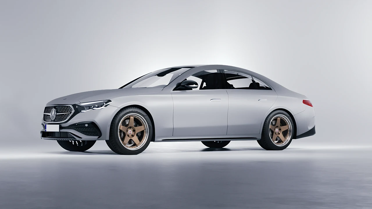 Mercedes-Benz E-Class AMG Line 2023 on HRE Performance Wheels C105 forged wheels, front three-quarter view