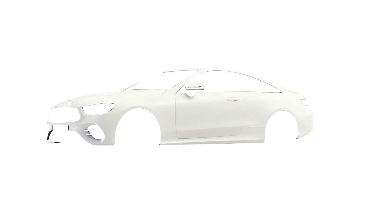 Mercedes-Benz E-Class Coupe AMG Line 2021 wrapped in Carbon Fiber White (Avery Dennison SW900-115-X), front three-quarter view