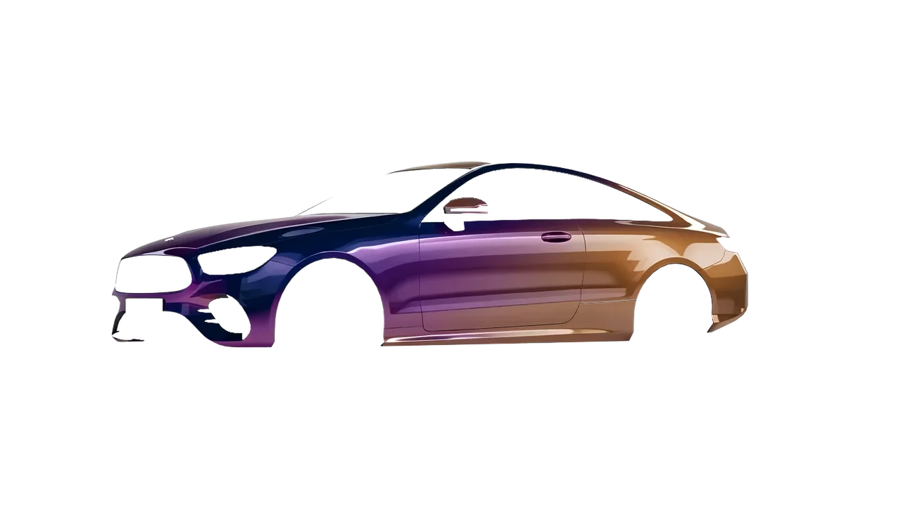 Mercedes-Benz E-Class Coupe AMG Line 2021 wrapped in Gloss Flip Deep Space (3M GP278), front three-quarter view