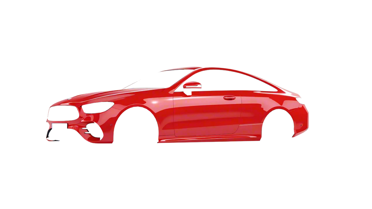 Mercedes-Benz E-Class Coupe AMG Line 2021 wrapped in Hot Rod Red (3M G13), front three-quarter view