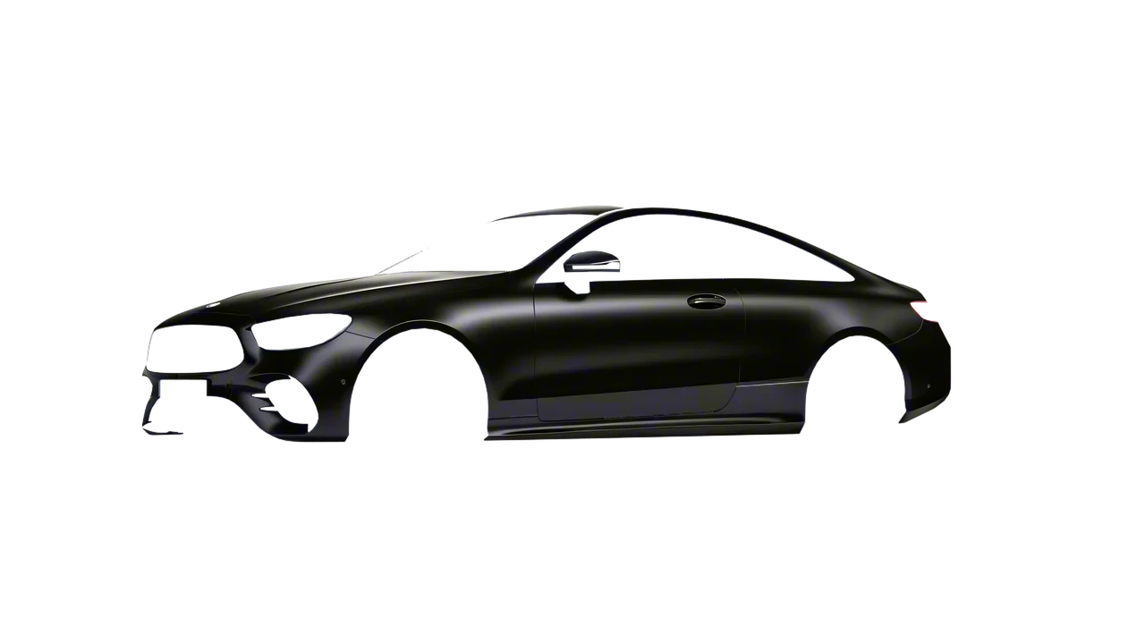 Mercedes-Benz E-Class Coupe AMG Line 2021 wrapped in Mystery Black (Avery Dennison SW900-184-M), front three-quarter view