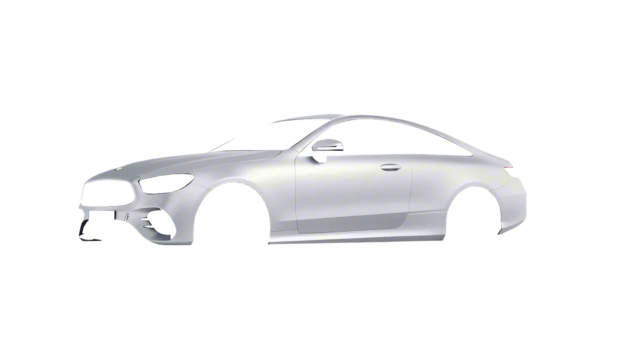 Mercedes-Benz E-Class Coupe AMG Line 2021 wrapped in Matte Silver (3M M21), front three-quarter view