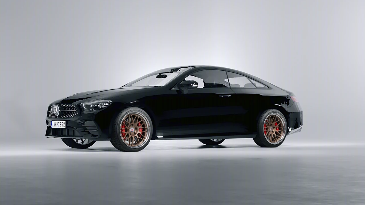 Mercedes-Benz E-Class Coupe AMG Line 2021 on HRE Performance Wheels C100 forged wheels, front three-quarter view
