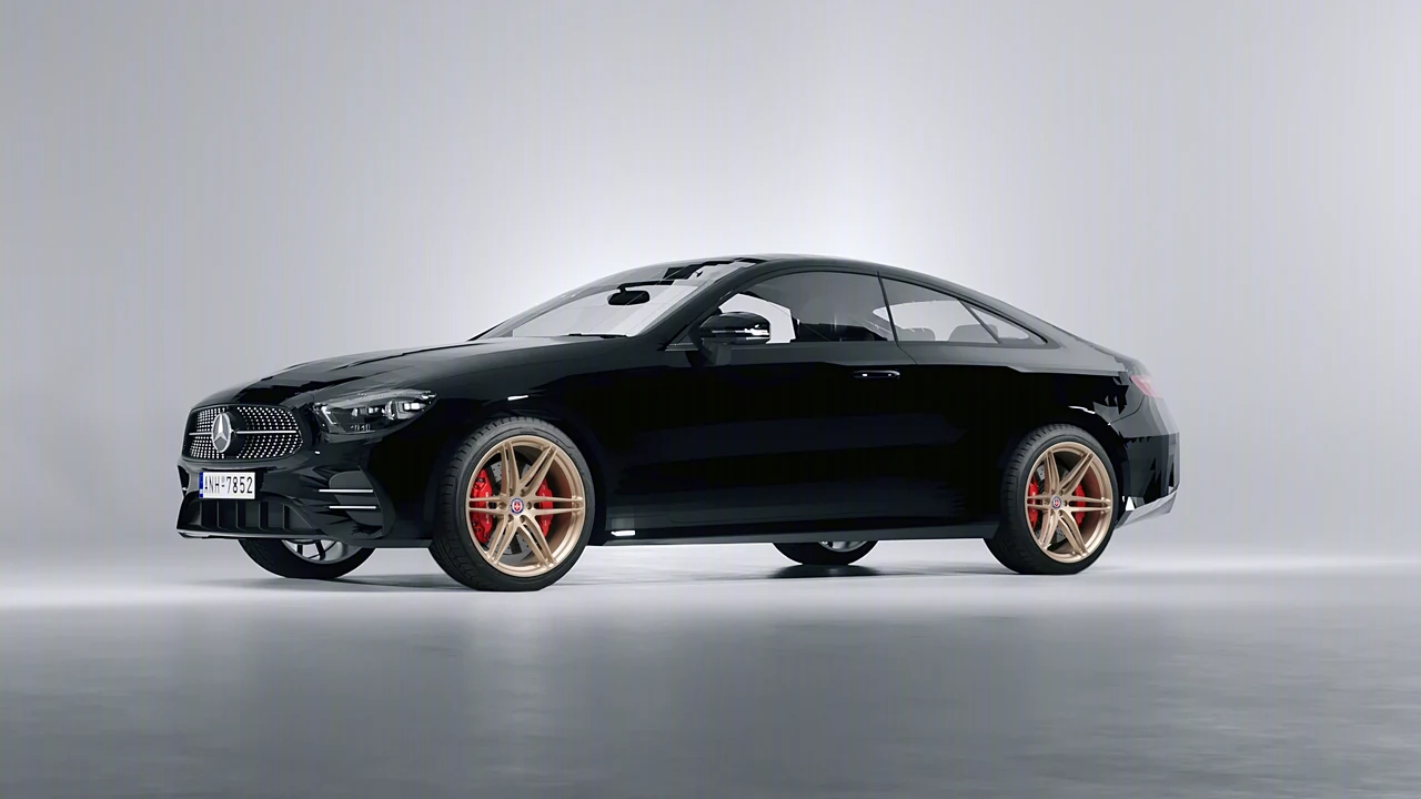 Mercedes-Benz E-Class Coupe AMG Line 2021 on HRE Performance Wheels P106 forged wheels, front three-quarter view