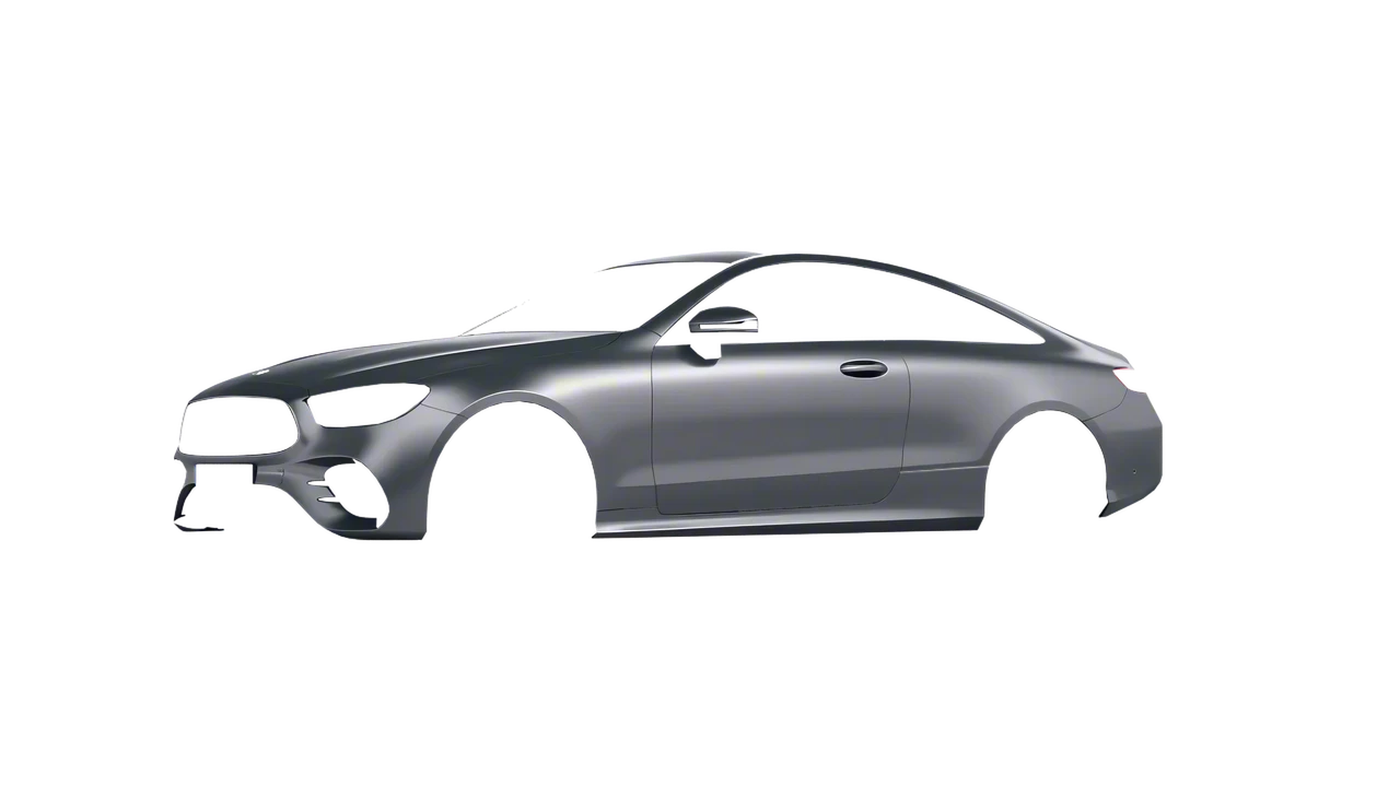 Mercedes-Benz E-Class Coupe AMG Line 2021 wrapped in Black Rock Grey (Avery Dennison SW900-823-M), front three-quarter view