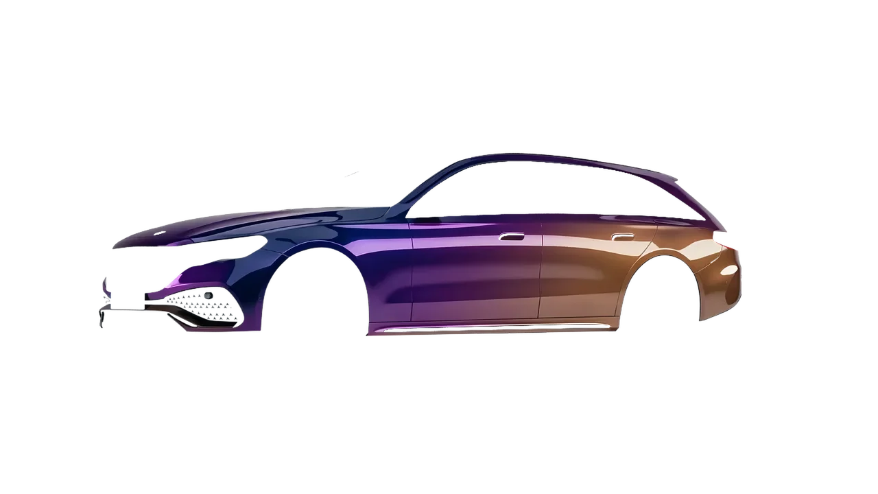 Mercedes-Benz E-Class Estate 2023 wrapped in Gloss Flip Deep Space (3M GP278), front three-quarter view