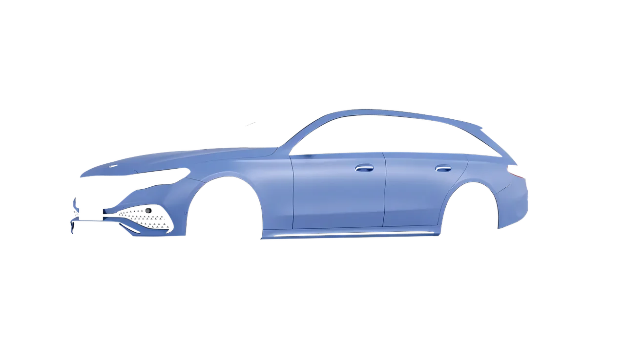 Mercedes-Benz E-Class Estate 2023 wrapped in Dreamline Blue (Avery Dennison SW900-616-O), front three-quarter view