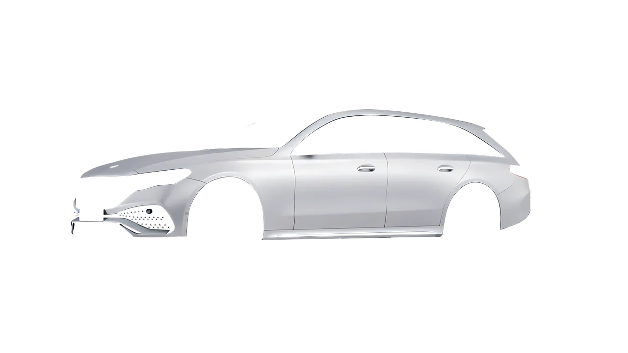 Mercedes-Benz E-Class Estate 2023 wrapped in Matte Silver (3M M21), front three-quarter view