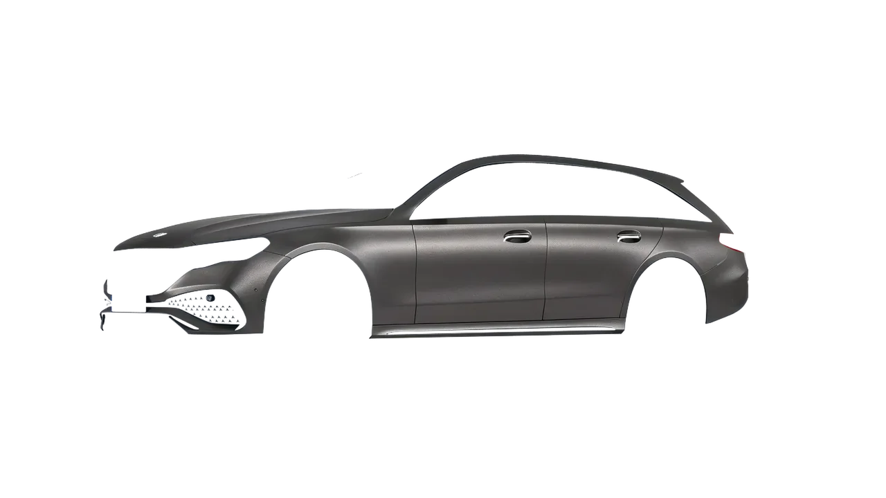 Mercedes-Benz E-Class Estate 2023 wrapped in Black Rock Grey (Avery Dennison SW900-823-M), front three-quarter view