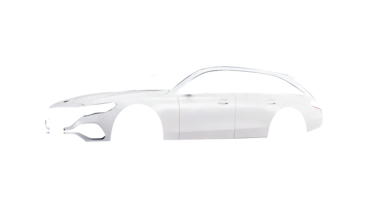 Mercedes-Benz E-Class Estate All Terrain 2024 wrapped in Carbon Fiber White (Avery Dennison SW900-115-X), front three-quarter view