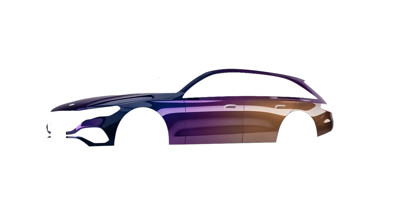 Mercedes-Benz E-Class Estate All Terrain 2024 wrapped in Gloss Flip Deep Space (3M GP278), front three-quarter view