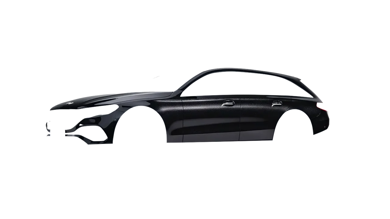 Mercedes-Benz E-Class Estate All Terrain 2024 wrapped in Mystery Black (Avery Dennison SW900-184-M), front three-quarter view