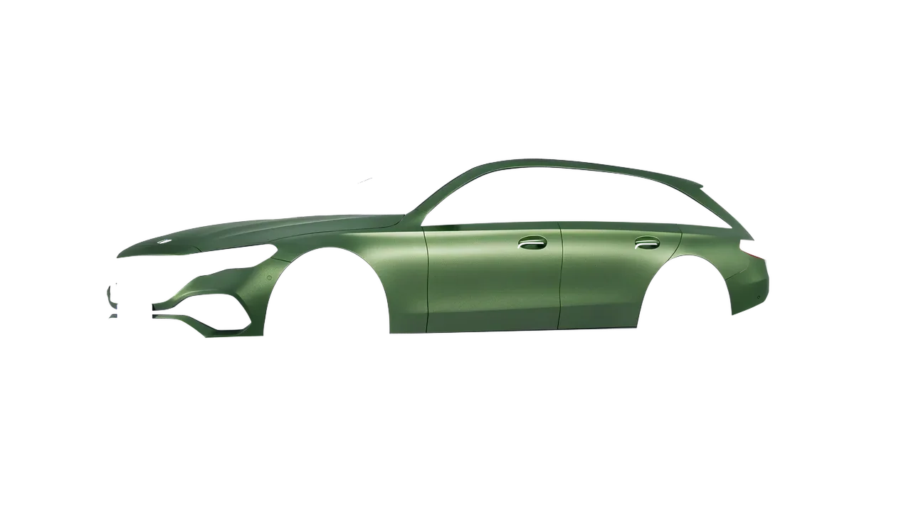 Mercedes-Benz E-Class Estate All Terrain 2024 wrapped in Apple Green (Avery Dennison SW900-745-M), front three-quarter view