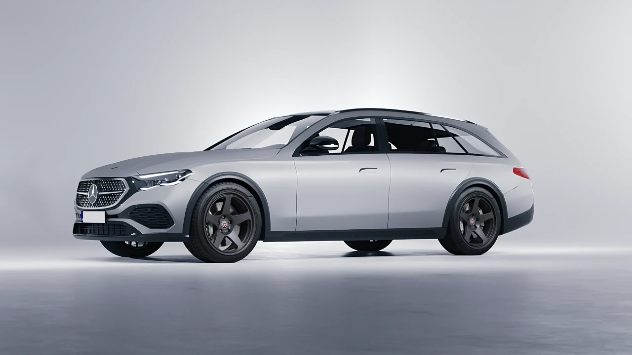 Mercedes-Benz E-Class Estate All Terrain 2024 on HRE Performance Wheels 305-GT forged wheels, front three-quarter view