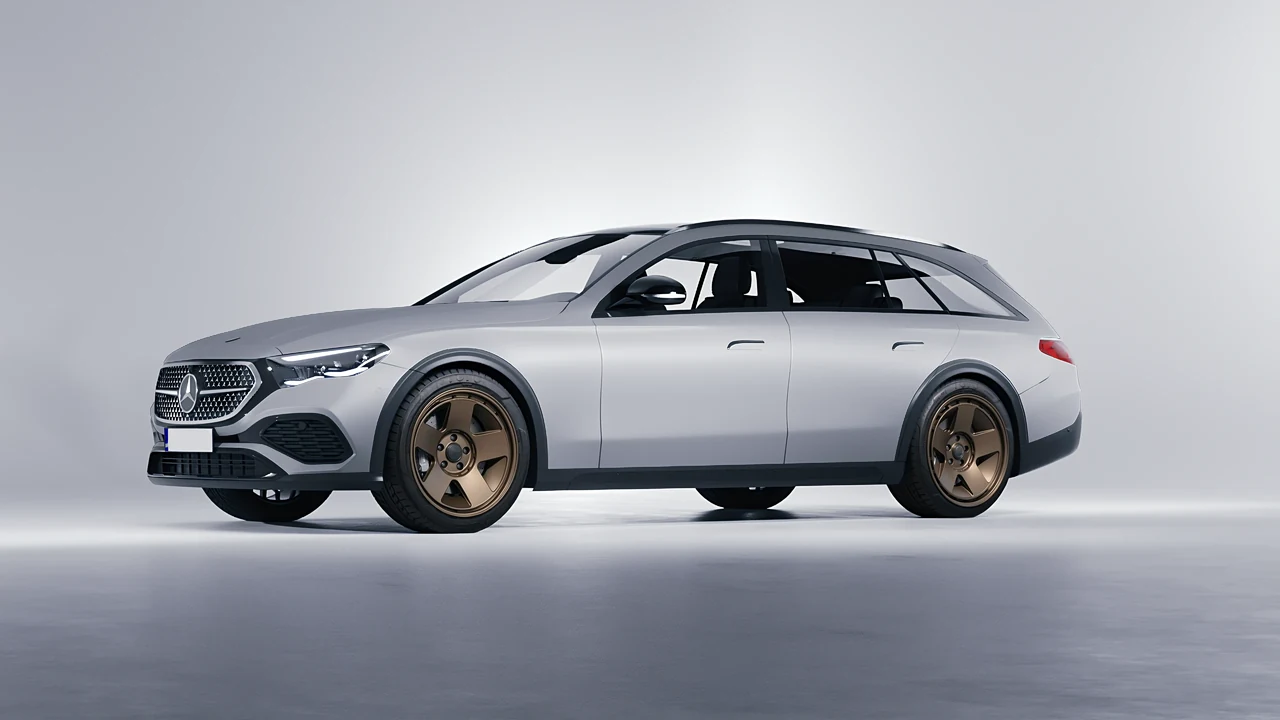 Mercedes-Benz E-Class Estate All Terrain 2024 on HRE Performance Wheels 555-GTM forged wheels, front three-quarter view
