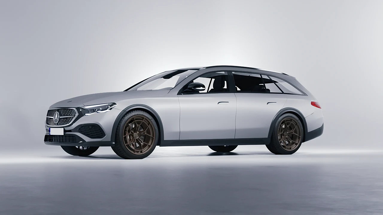 Mercedes-Benz E-Class Estate All Terrain 2024 on HRE Performance Wheels P301 forged wheels, front three-quarter view