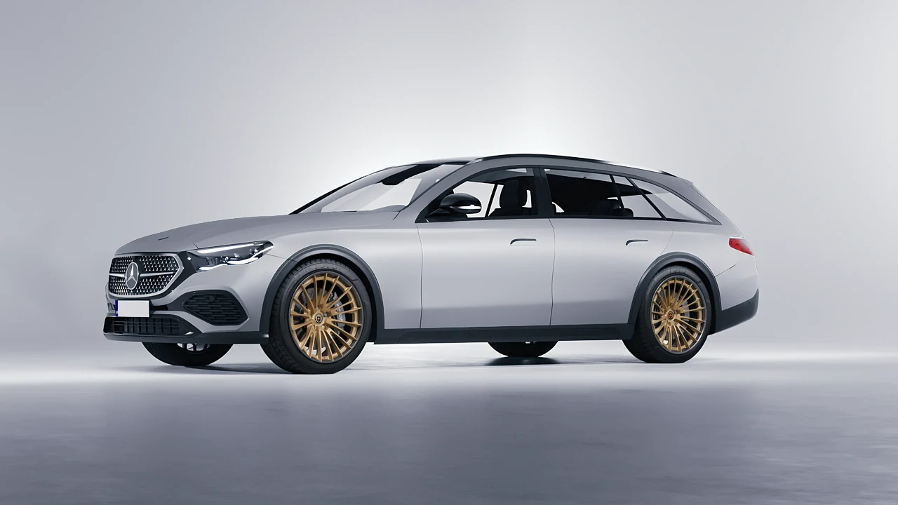 Mercedes-Benz E-Class Estate All Terrain 2024 on HRE Performance Wheels S209H forged wheels, front three-quarter view