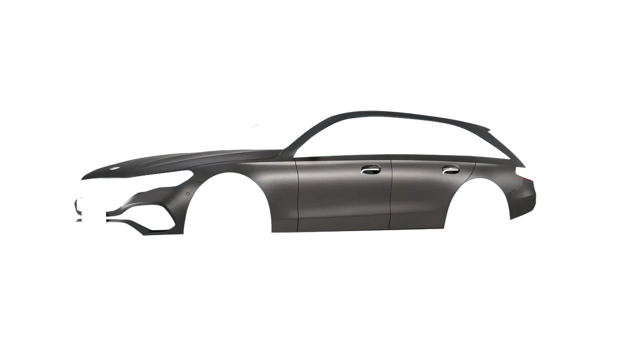 Mercedes-Benz E-Class Estate All Terrain 2024 wrapped in Black Rock Grey (Avery Dennison SW900-823-M), front three-quarter view