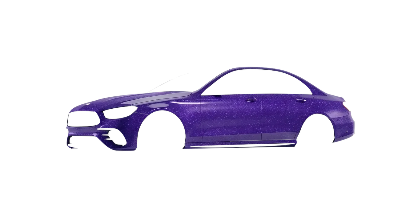 Mercedes-Benz E53 AMG 2021 wrapped in Purple (Avery Dennison SW900-587-D), front three-quarter view