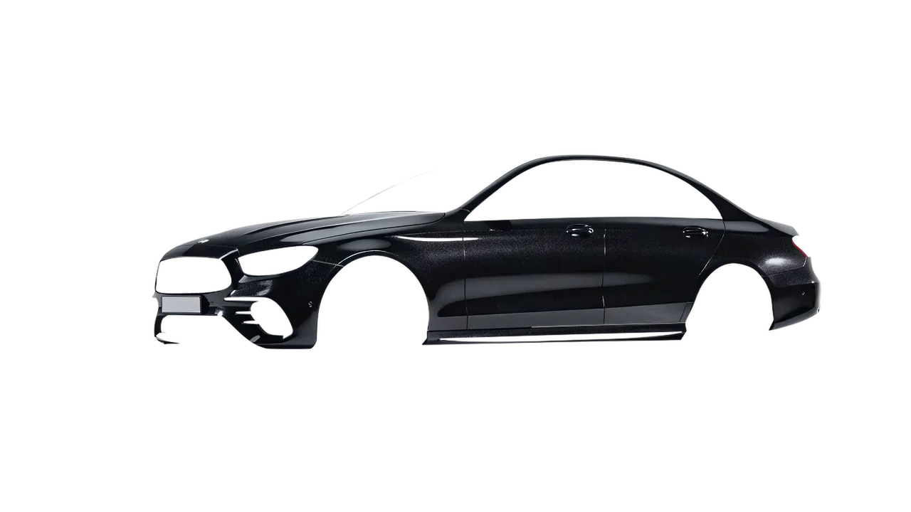Mercedes-Benz E53 AMG 2021 wrapped in Mystery Black (Avery Dennison SW900-184-M), front three-quarter view